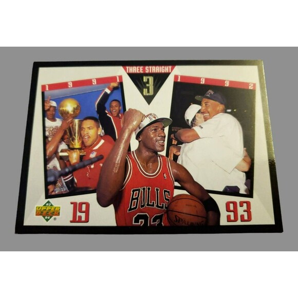 1993-94 Upper Deck MICHAEL JORDAN Three Straight '91 '92 '93 NBA Card #SP-4 HOF - Picture 2 of 11
